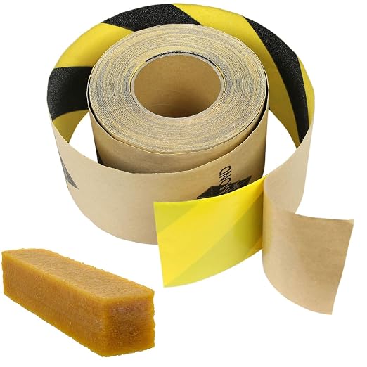 Black Diamond Self Adhesive Grip Tape - Anti Slip Traction Tape - Non Skid Tape - Anti Slip Tape Grippy Strips for Stairs, Ramps, Boat Grip 6" x 10' Caution with Cleaning Stick