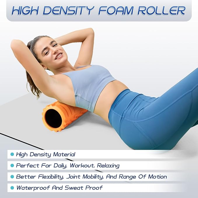 Krightlink Foam Roller High Density 18" Foam Roller for Deep Tissue Muscle Massage, Trigger Point Fitness Exercise Massage Roller Self-Myofascial Back Roller Release for Whole Body