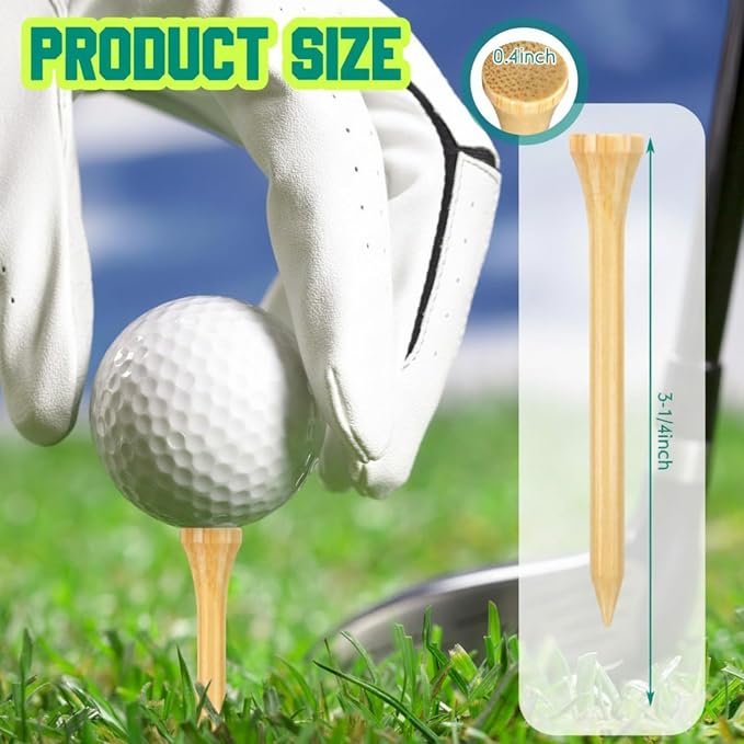 Mudder Golf Tees Bulk Wooden Bamboo Golf Tees Multicolor Wood for Men Balls Accessories