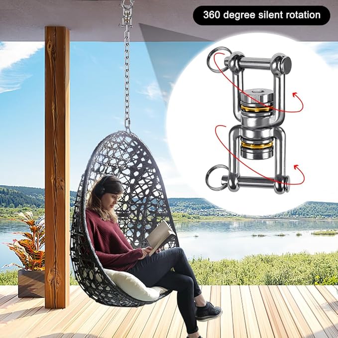BeneLabel Swing Swivel, 360° Rotational Device with 2 Bearings, 770LB Capacity, Stainless Steel, for Aerial Dance, Yoga Swing Sets,Web Tree Swing, and More, 2 Pack