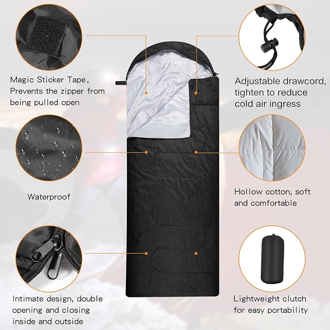 Macarrie 10 Pcs Bulk Sleeping Bags for Adults 0 Degree Waterproof Emergency Sleeping Bags with Compression Sack for Camping Hiking Backpacking Outdoor Activities