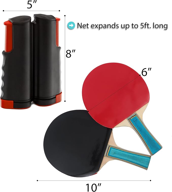 Trademark Innovations Portable & Lightweight Ping Pong Game Set (Red)
