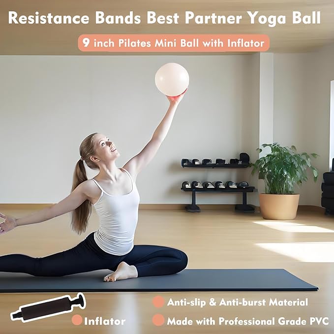Pilates Ring Kit with Adjustable Ankle Wrist Weights, Resistance Bands, Ball, Pilates Equipment Ball for Home Workout to Tone, Sculpt and Strengthen, Fitness Magic Circle Rings for Yoga Women
