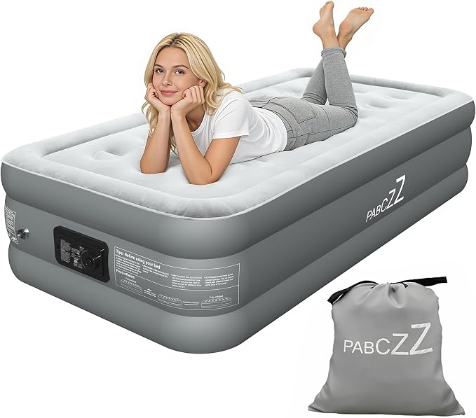air Mattress, 18-inch Thickened Twin air Mattress, Suitable for Home use, Camping and Travel, Features Quick Inflation and deflation to Save You time (Dark Gray, Twin)