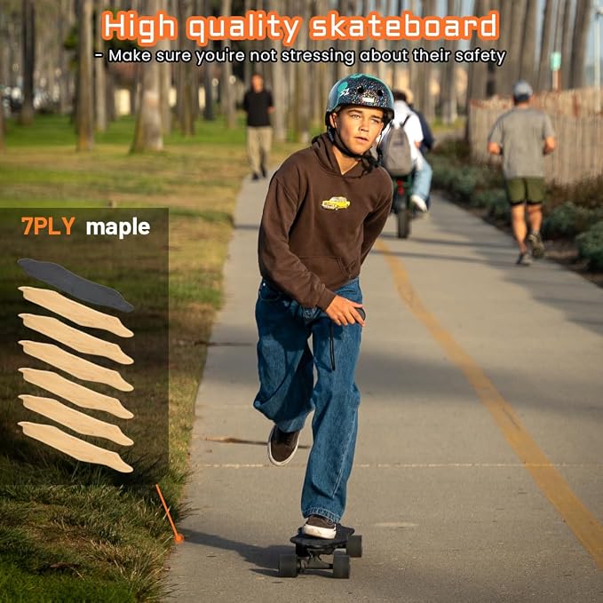 MEEPO Campus V3 Series/Envy Electric Skateboard with Remote, Top Speed Up to 29 Mph, 4 Speed Smooth Braking, Easy Carry Handle Design, Suitable for Adults & Teens