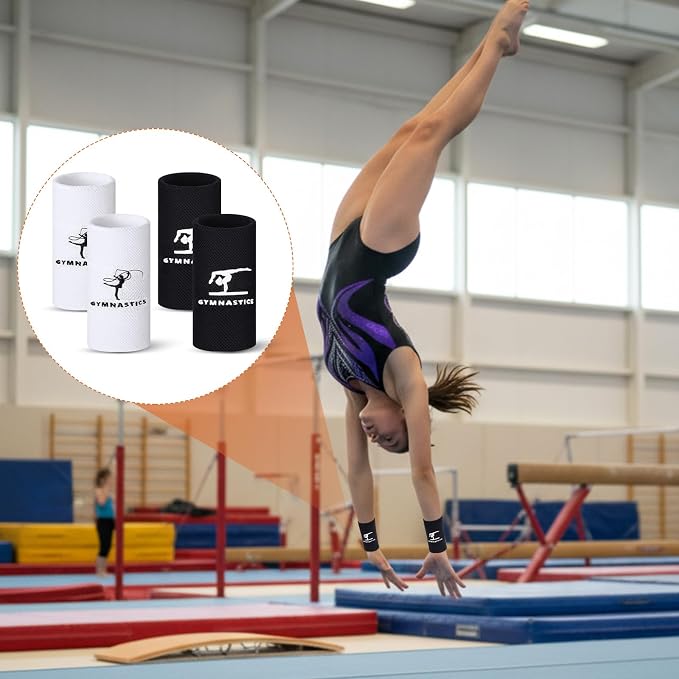 WinnerWhy 2 Pairs 5.25 Inch Gymnastics Wristbands for Grips Comfortable Cotton Wrist Bands Sweat Band Extra Lengthen Long Gymnastics Wrist Sweatbands for Female Gymnasts