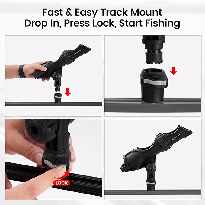 HITORHIKE Fishing Rod Holder Universal Fit Kit Allows for 360-degree Adjustment Kayak Fishing Boat Powerlock Rod Holder