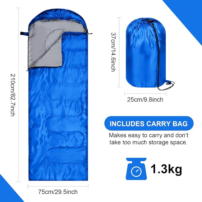 Tudomro 3 Pcs Outdoor Camping Set Include 2 Sleeping Bag for Adults Kids 1 Beach Tent Sun Shelter Seasons Indoor Outdoor Waterproof Camping Accessories for Fishing Hiking