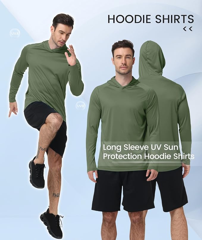 ZITY 3 Pack Men's UPF 50+ Sun Protection Hoodie Shirt Long Sleeve Shirt Fishing Shirts for Men Lightweight Rash Guard