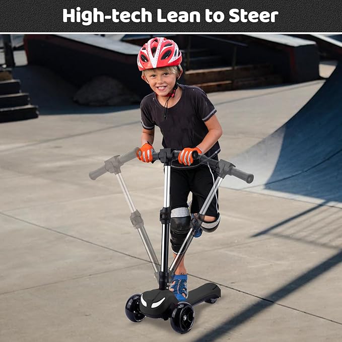 Electric Scooter for Kids w/150W Powerful Motor, Thumb Throttle, LCD Screen, Bluetooth, Light-Up Stem Deck & Wheels, 3 Adjustable Heights, 5MPH Safe Speed, 3 Wheel Electric Scooter for Kids