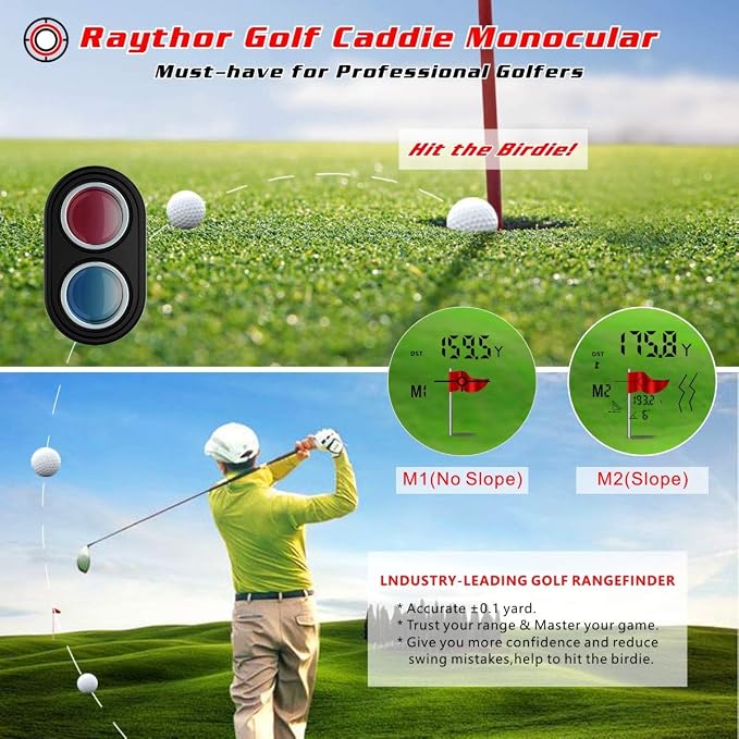 Golf Rangefinder, 6X Rechargeable Laser Range Finder 1000 Yards with Slope Adjustment, Flag Seeker with Vibration and Fast Focus System, Continuous Scan Support, Help You Choose The Right Club