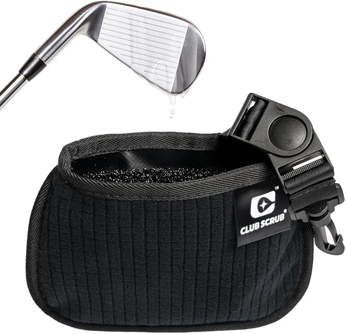 Club Scrub Mini, Golf Club and Golf Ball Cleaning Bag, Waterproof Clean Face Technology Liner, Detachable Clip, Machine Washable, Cleans Club Grooves, Dry Exterior