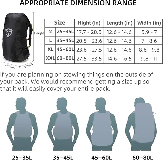 Waterproof backpack rain cover, outdoor backpack pack covers 30L-70L backpack (Orange, XX-Large)