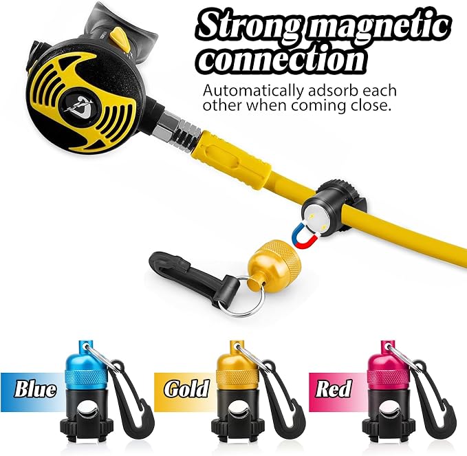2PACK Scuba Regulator Hose Holder, Magnetic Adjustable Octopus Holder Octo Tank Retainer with Clip, Installs to Your BCD Easily!