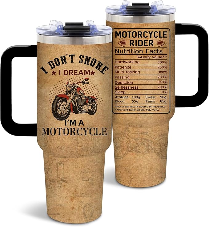 DUUV Motorcycle Tumbler 40oz, Insulated Motorcycle Gift for Man | Motorcycles Riders Cup Leakproof, Motorcycles Coffee Mug, Birthday Christmas Ideal Gifts for Motorcycle Lovers Man, 1 Pack