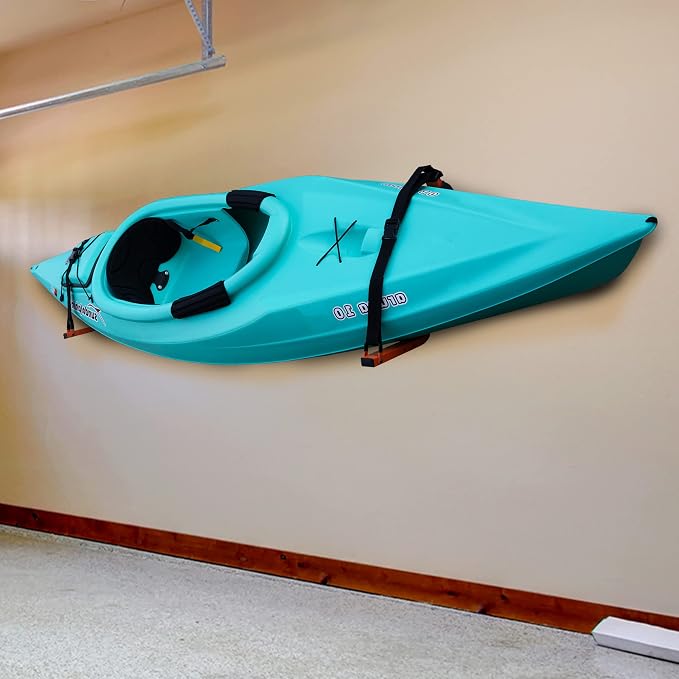 Kayak Storage Hooks - Set of 2 Wall Mount Garage Hangers - 125lbs Capacity Rack for Paddleboards, Surfboards, or Snowboards by Rad Sportz (Orange)