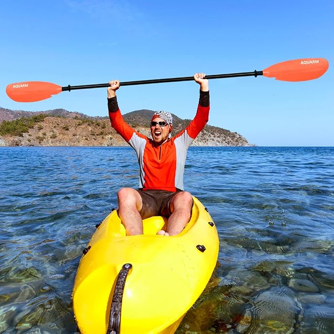 Kayak Paddle 231cm/91inch, Aluminum Shaft with Reinforced Fiberglass Blade, Adjustable Lightweight Kayaking Oars for Boating Canoeing