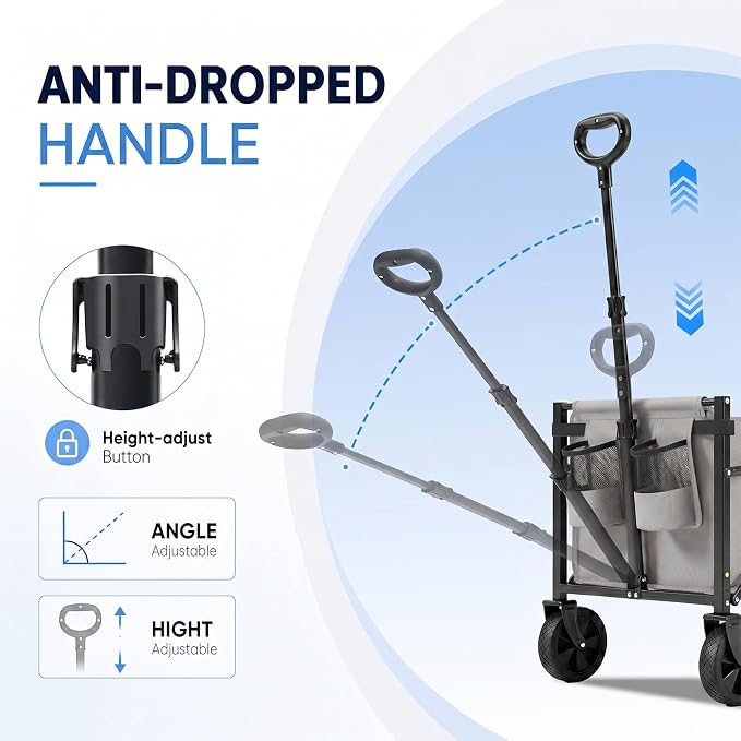 Sekey Collapsible Wagon Cart with Drop-Down Tailgate, 300 lb Capacity