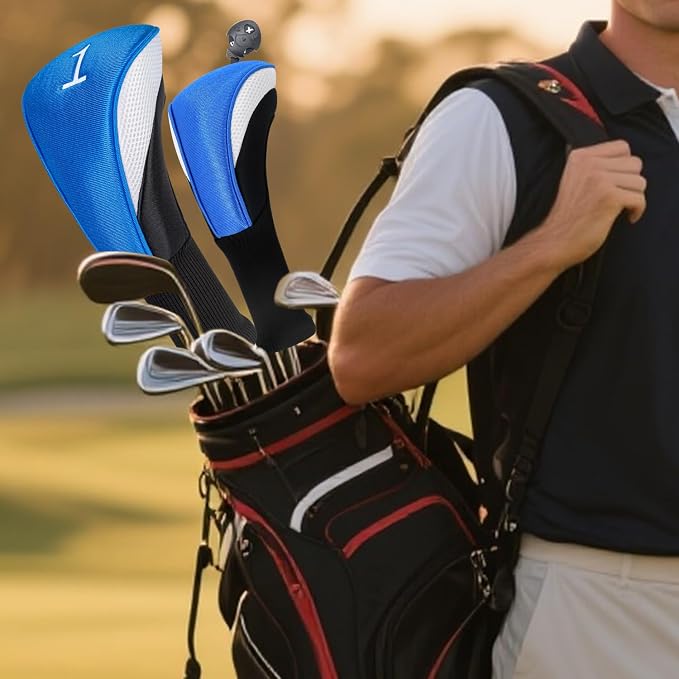 Wood Headcover Golf Club Covers Driver Headcovers Nylon Head Covers Designed to Fit All Woods - 3/4/5/6 Pack/Set Golf Accessories Suitable for Men and Women