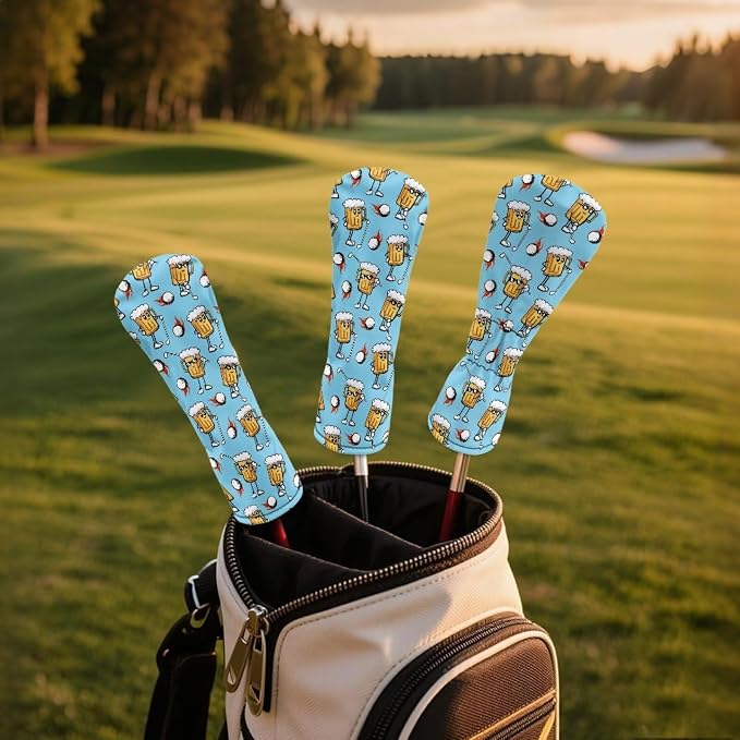 Rnyleeg Golf Club Head Covers for Women Driver Head Cover Leather Fairway Wood Headcover Hybrid Headcovers for Golf Clubs