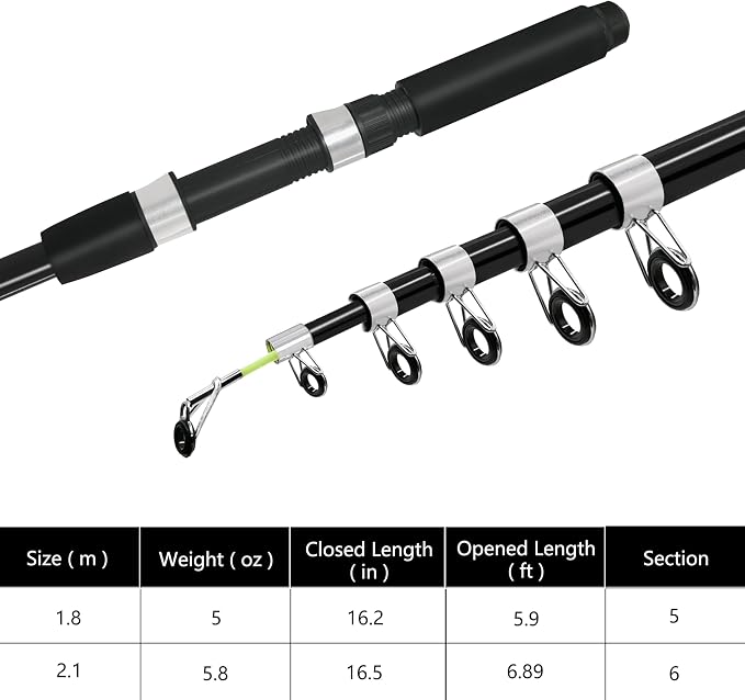 Fishing Pole Combo 2PCS Telescopic Fishing Rod and Aluminum Reel Combos with Carrier Bag Sea Saltwater Freshwater Fishing Rod Reel Kits
