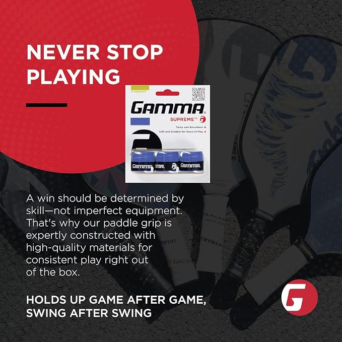 Gamma Sports Supreme Overgrip for Tennis, Pickleball, Squash, Badminton, and Racquetball Racquets, Multiple Pack Sizes and Colors