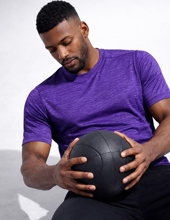 5 Pack Men’s Active Quick Dry Crew Neck T Shirts | Athletic Running Gym Workout Short Sleeve Tee Tops Bulk