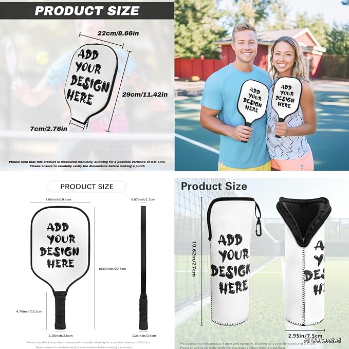 Pickleball Paddles Set 3PCS Pickleball Paddle Case Pickleball Racket Pickleball Bag Ideal for Beginners Gifts