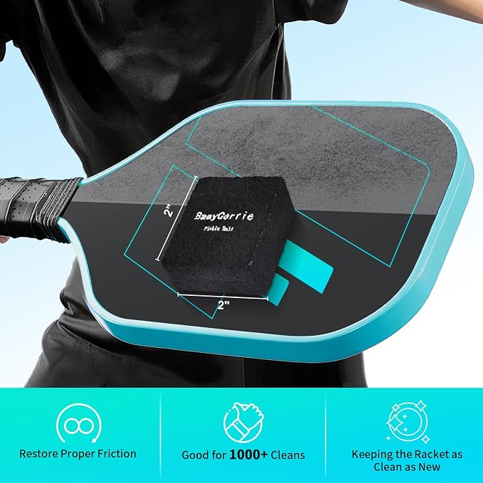 Pickleball Paddle Eraser & Cleaner for Carbon Fiber Paddles, Seamless Mold Design, Quickly and Effectively Removes Residue, Eliminating Ball Marks, Dirt, and Minor Scratches