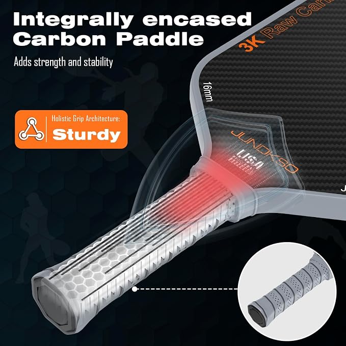 Carbon Fiber Pickleball Paddles USAPA Approved Raw Carbon Frosted