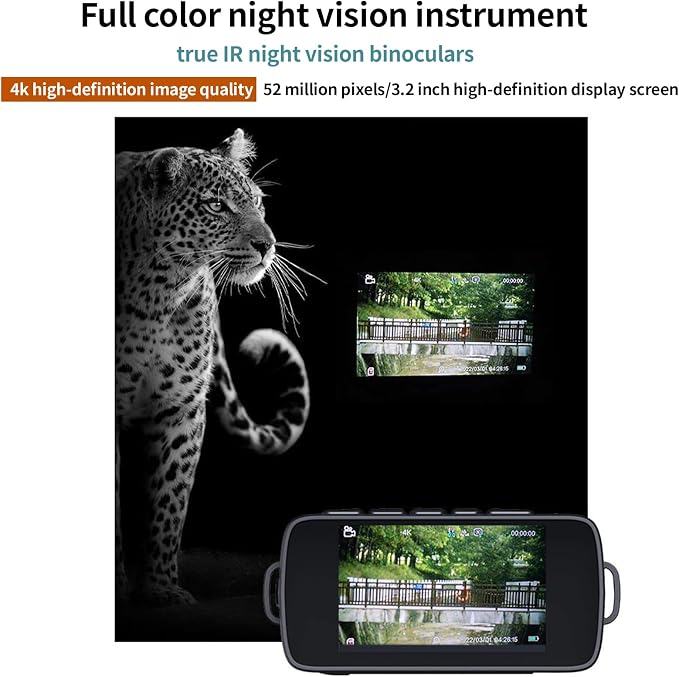 4K Night Vision Goggles,Night Vision Binoculars for Adults,3.2'' IPS Screen,Infrared Camera, 10X Digital Zoom,4000mAh Battery Binoculars with 64GB TF Card,WiFi,Hunting & Camping Gear-N002