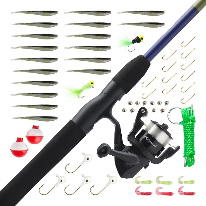 Shakespeare Catch More Fish Spinning Reel and Fishing Rod Combo with Kit