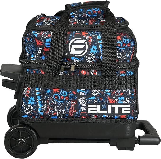 ELITE Basic Single Roller Bowling Ball Bag | Multiple Colors | Fits Up to Size 10.5 Shoes | Compact Design | Bowling Bags With Wheels