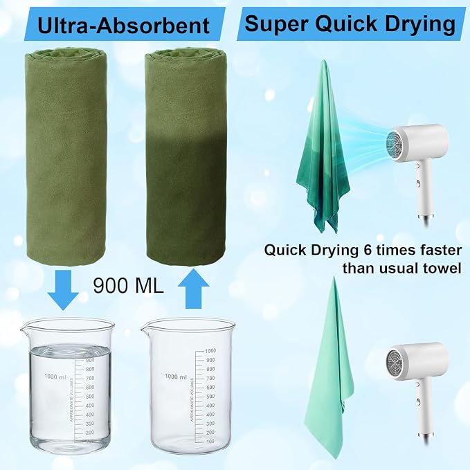 Mindsoft 6 Pack Large Microfiber Gym Towels, 47" x 20" Quick Dry Sweat Towels Super Absorbent Soft Fast Drying Towel Lightweight Towel for Workout, Camping, Backpacking, Beach, Swimming(Classic)