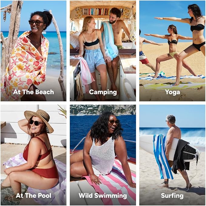 Dock & Bay Beach Towel - Quick Dry, Sand Free - Compact, Lightweight - 100% Recycled - Includes Bag - Tangerine Tide - Extra Large (200x90cm, 78x35)