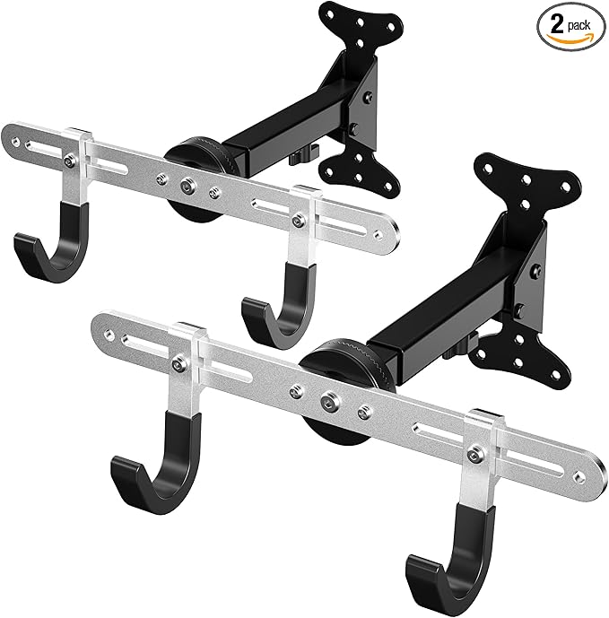 Bike Wall Mount Hanger, 2 Pack Heavy-Duty Durable Storage Garage Hook, Adjustable Indoor Bicycle Hanging Arms Bike Holder Rack, Hold up to 66lbs in Apaterment, Shed
