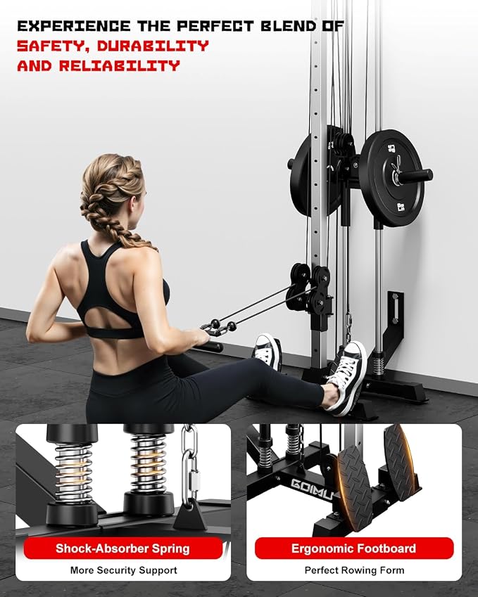 Wall Mount Cable Station, WM1 Cable Crossover Machine with 17 Positions, High and Low Cable Crossover Machine with Removable Footplate for Garage Home Gym