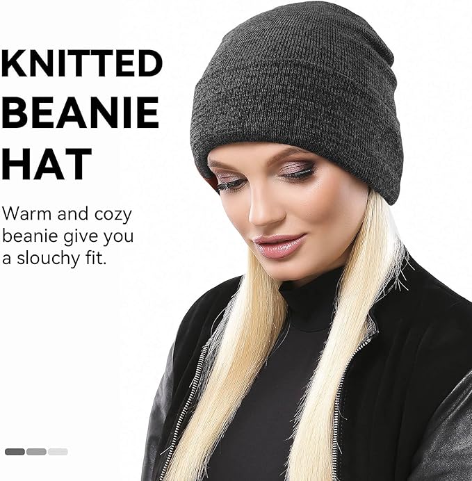 OZERO Winter Balaclava &2 Pcs Beanie: Convertible Face Mask Balaclava + Polar Fleece Winter Beanie Daily Hat for Men & Women (Black & Black+Grey)
