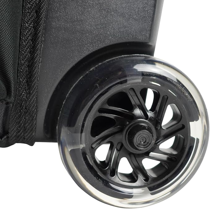 ELITE Deluxe 2 Ball Bowling Bag with 5" Smooth Wheels - Large Accessory Pocket, Shoe Compartment, 36" Extendable Handle