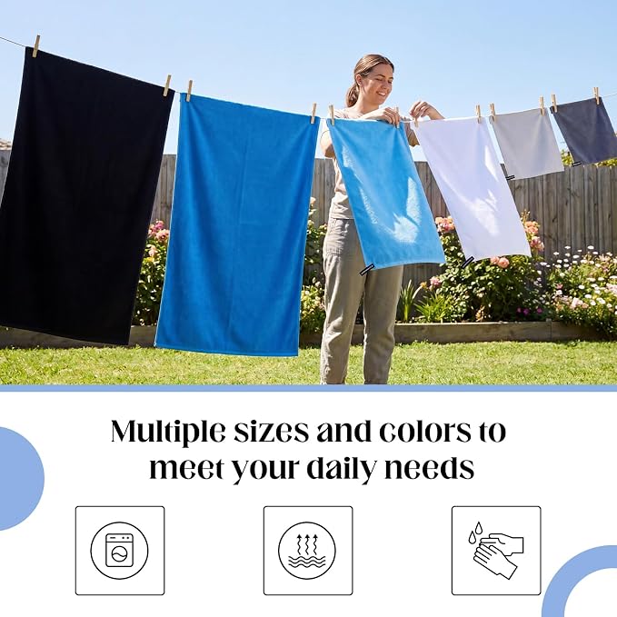 Batiyeer 6 Pcs Quick Dry Camping Towel Set 3 Sizes Microfiber Travel Towel with 2 Mesh Bags, Lightweight Ultra Absorbent Gym Beach Towels for Swimming, Hiking, Yoga, Backpacking, 6 Colors(Neutral)