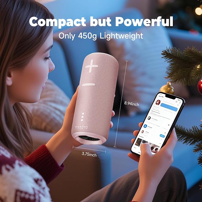TAZATA Bluetooth Speaker,30W Portable Wireless Speaker with TWS,IPX7 Waterproof, 8H Playtime, LED Lights,for Pool/Beach/Shower, Birthday Gift, Valentines Day Gifts