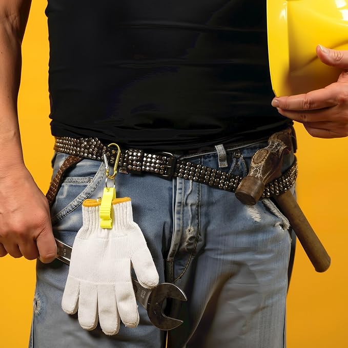 Leinuosen 18 Pcs Yellow Glove Holder Clips Bulk for Work Large Glove Holder Clips Safety Gloves Keepers for Worker Construction Tool Belts Hard Hats