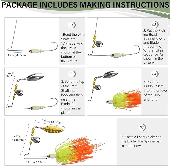 Dovesun Fishing Lure Making Kit DIY Spinner Making Kit, Inline Spinner Baits for Bass Fishing Trout Salmon Freshwater Gift for Men 228pcs/155pcs/107pcs