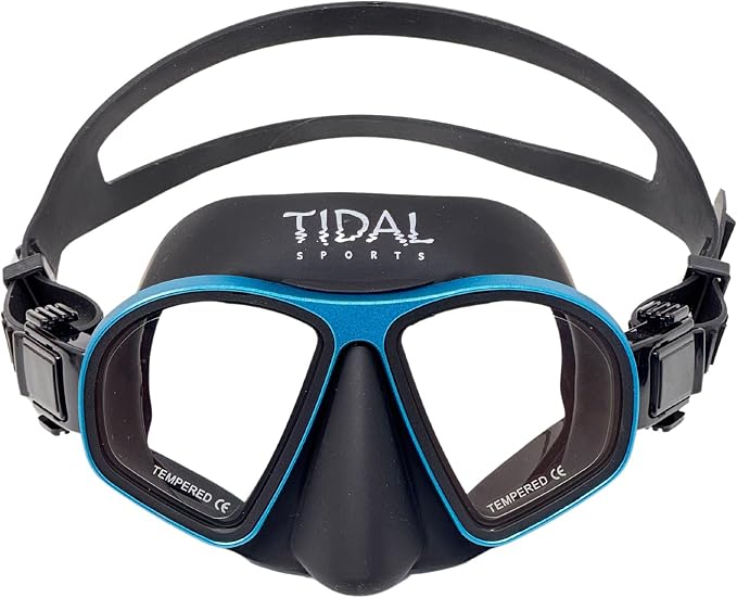 Tidal Freedive Mask - Aluma Pro with Advanced Anti-Fog Technology. Ultra Low Volume Mask for Freediving, Snorkeling and Scuba Diving. Tempered Glass Lens.