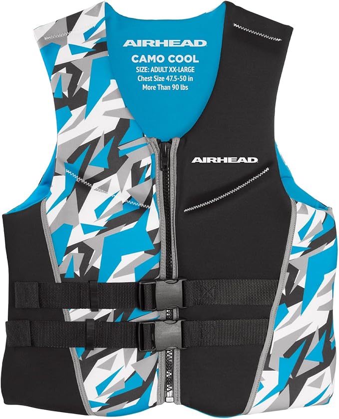 Airhead CAMO Cool Kwik-Dry Neolite Flex Life Jacket for Adults - USCG Approved Life Vest for Women & Men, Lightweight Flexible Watersports Vest for Boating, Wakeboarding, Kayaking & Jet Skiing