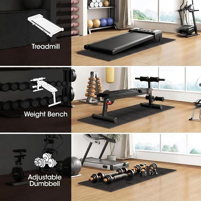 Stepwaver Walking Pad Mat for Carpet, 68"x24" Treamill Mat for Hardwood Floors, High Density, 0.2" Thickness, Folable, Floor Protection Mats for Bike, Elliptical, Treadmill