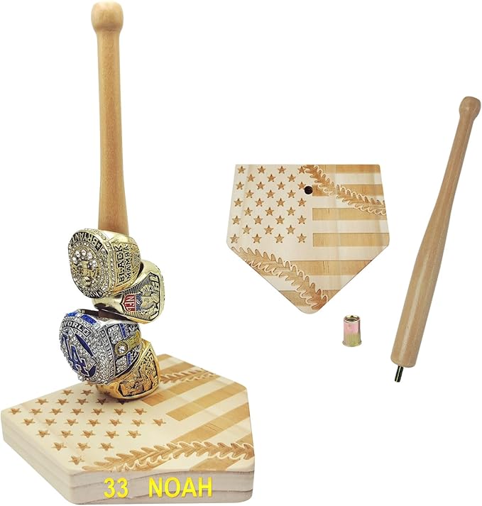 Baseball Ring Holder Softball Ring Display Case Championship Baseball Ring Display Stand Gifts for Men - Flag Pattern