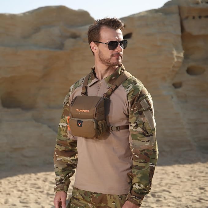 Binocular Harness Chest Pack with Rangefinder Pouch Bino Case for Hunting Hiking Shooting