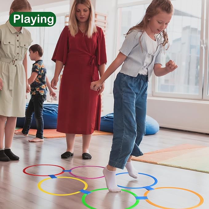 Mototo 24/30/48/96 Pack Agility Rings 15 Inch Speed Training Hopscotch Rings Plastic Circle Jumping Hoops Agility Hurdles for Athlete Exercise Soccer Football Gymnastics Games Practice Footwork