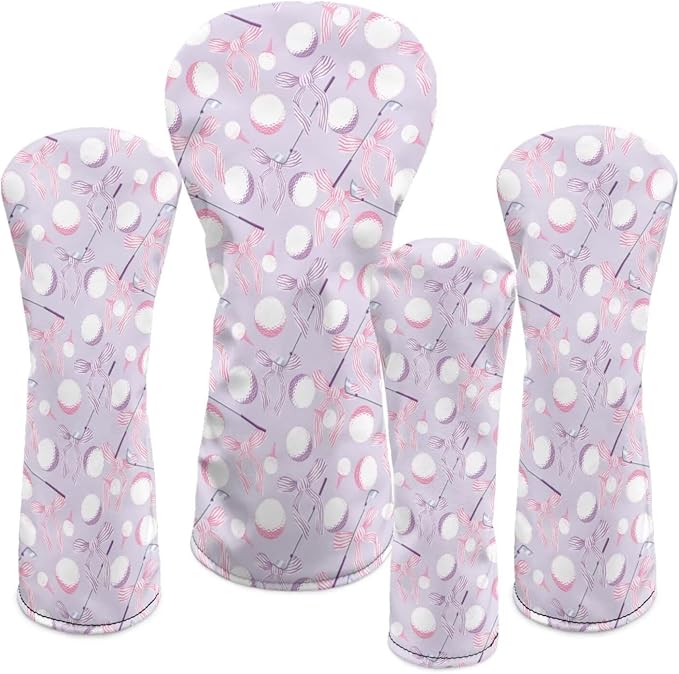 Rnyleeg Golf Club Head Covers for Women Driver Head Cover Leather Fairway Wood Headcover Hybrid Headcovers for Golf Clubs